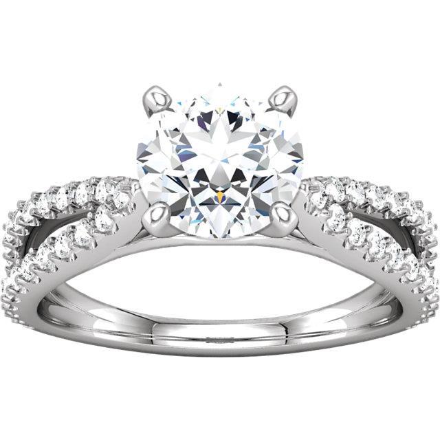  Round Natural Diamonds Accented Ring Split Shank Women Jewelry