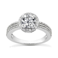 1.99 Carat Halo Natural Diamond 3 Row Engagement Ring White Gold 14K