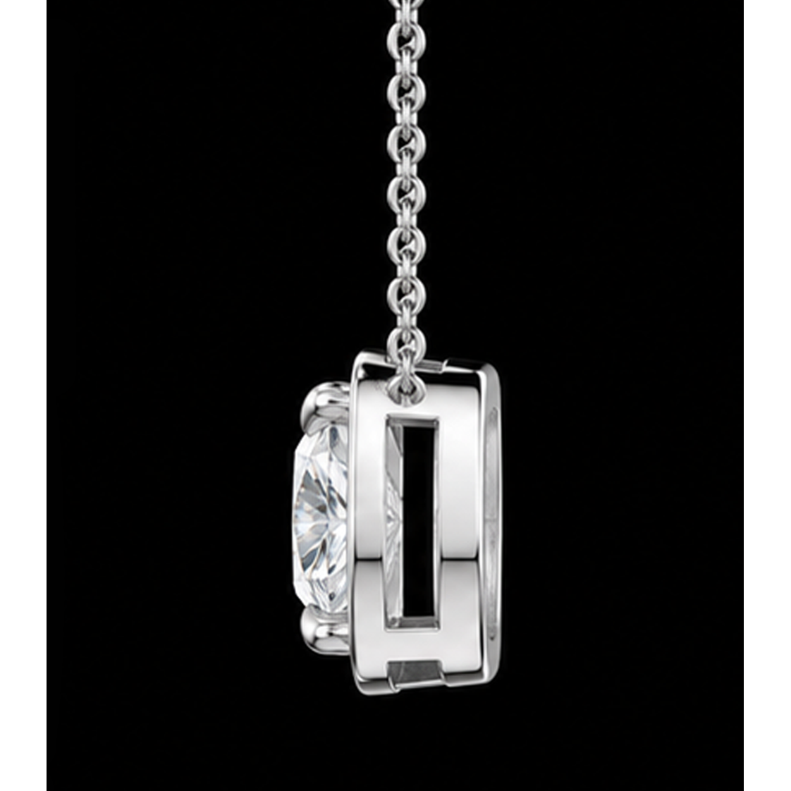 1 Carat Cushion Cut Lab Grown Diamond Pendant White Gold 14K