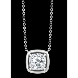 1 Carat Cushion Cut Lab Grown Diamond Pendant White Gold 14K