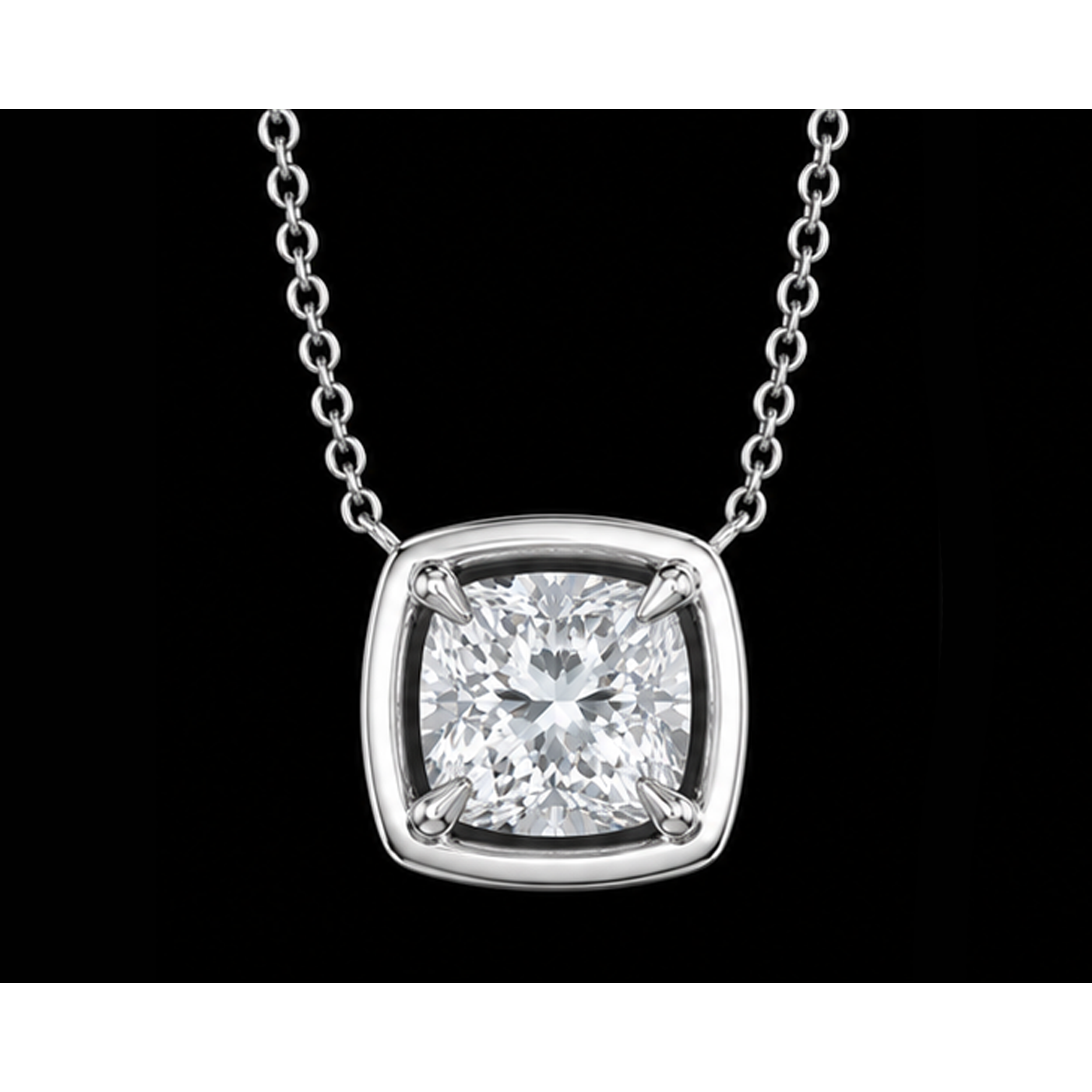 1 Carat Cushion Cut Lab Grown Diamond Pendant White Gold 14K