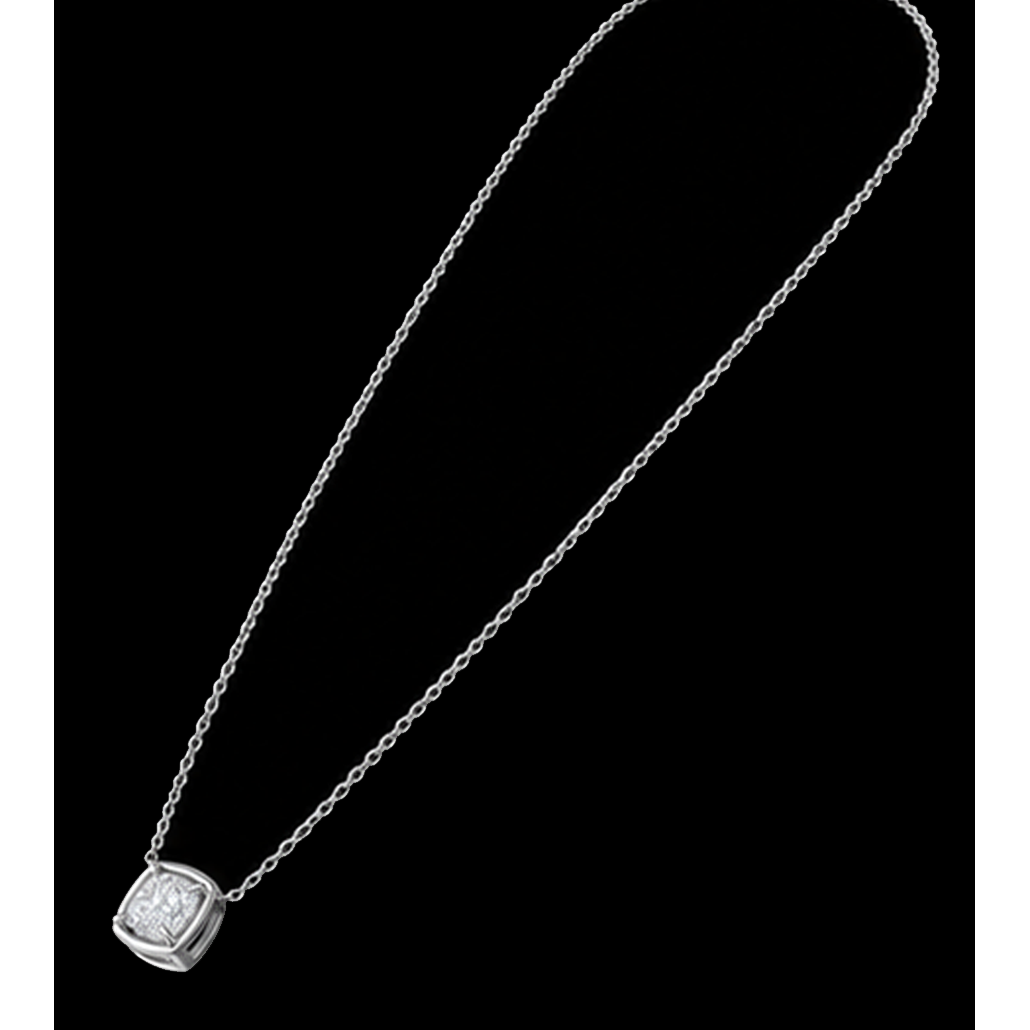 1 Carat Cushion Cut Lab Grown Diamond Pendant White Gold 14K