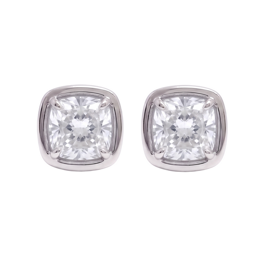 1 Carat Cushion Cut Lab Grown Diamonds Stud Earring White Gold 14K