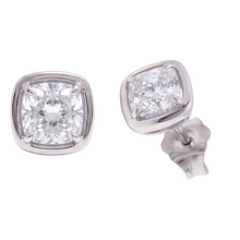 1 Carat Cushion Cut Lab Grown Diamonds Stud Earring White Gold 14K