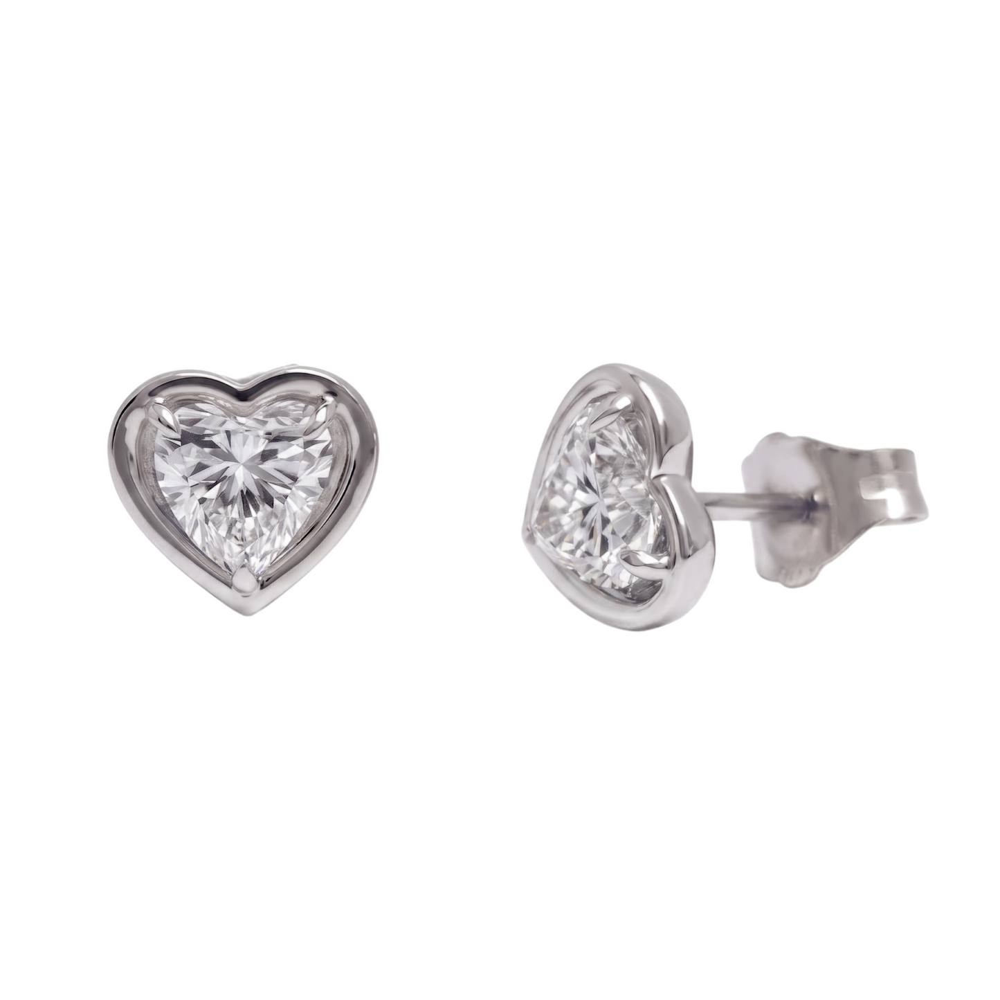 1 Carat Heart Cut Lab Grown Diamonds White Gold Earring