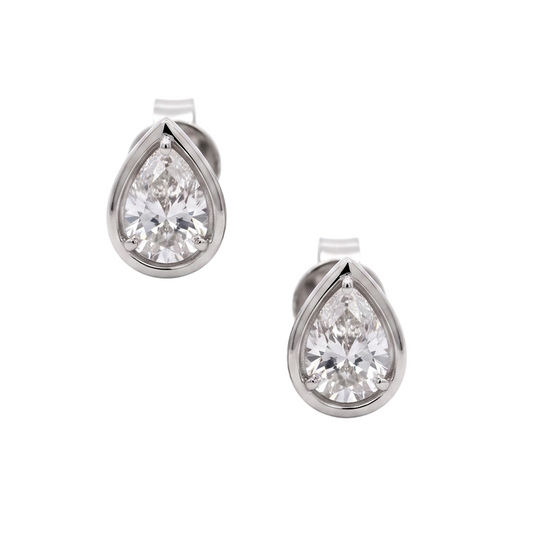 1 Carat Pear Cut Lab Grown Diamonds White Gold Earring