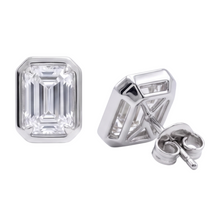 1 Carat Prong Set Emerald Cut Lab Grown Diamonds Stud Earring White Gold 14K