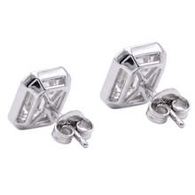 1 Carat Prong Set Emerald Cut Lab Grown Diamonds Stud Earring White Gold 14K