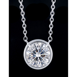 1 Carat Round Shape Lab Grown Diamond Pendant 14K White Gold