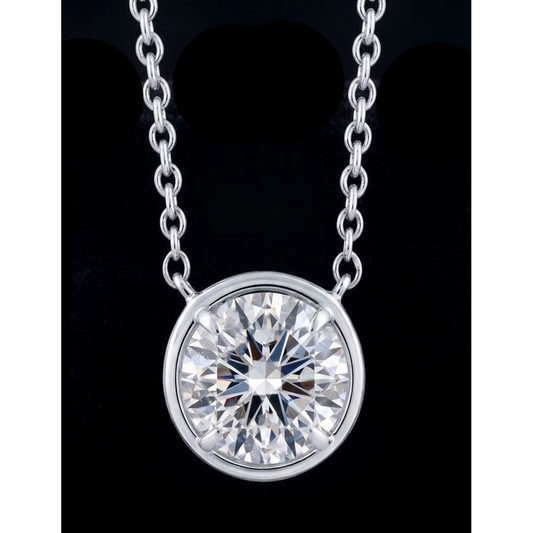 1 Carat Round Shape Lab Grown Diamond Pendant 14K White Gold
