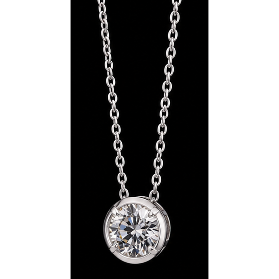 1 Carat Round Shape Lab Grown Diamond Pendant 14K White Gold