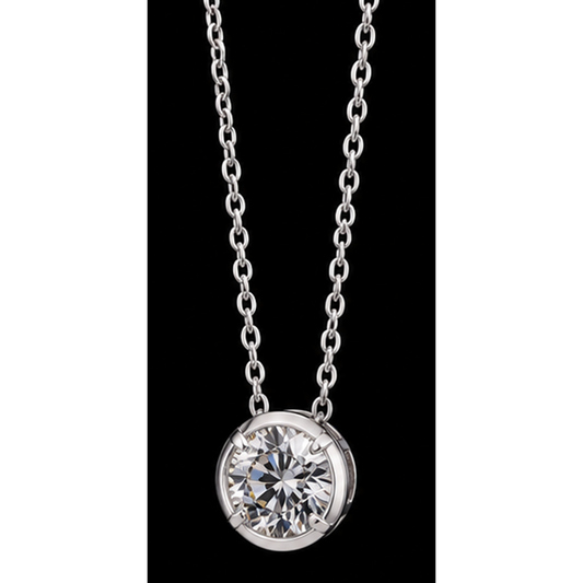 1 Carat Round Shape Lab Grown Diamond Pendant 14K White Gold