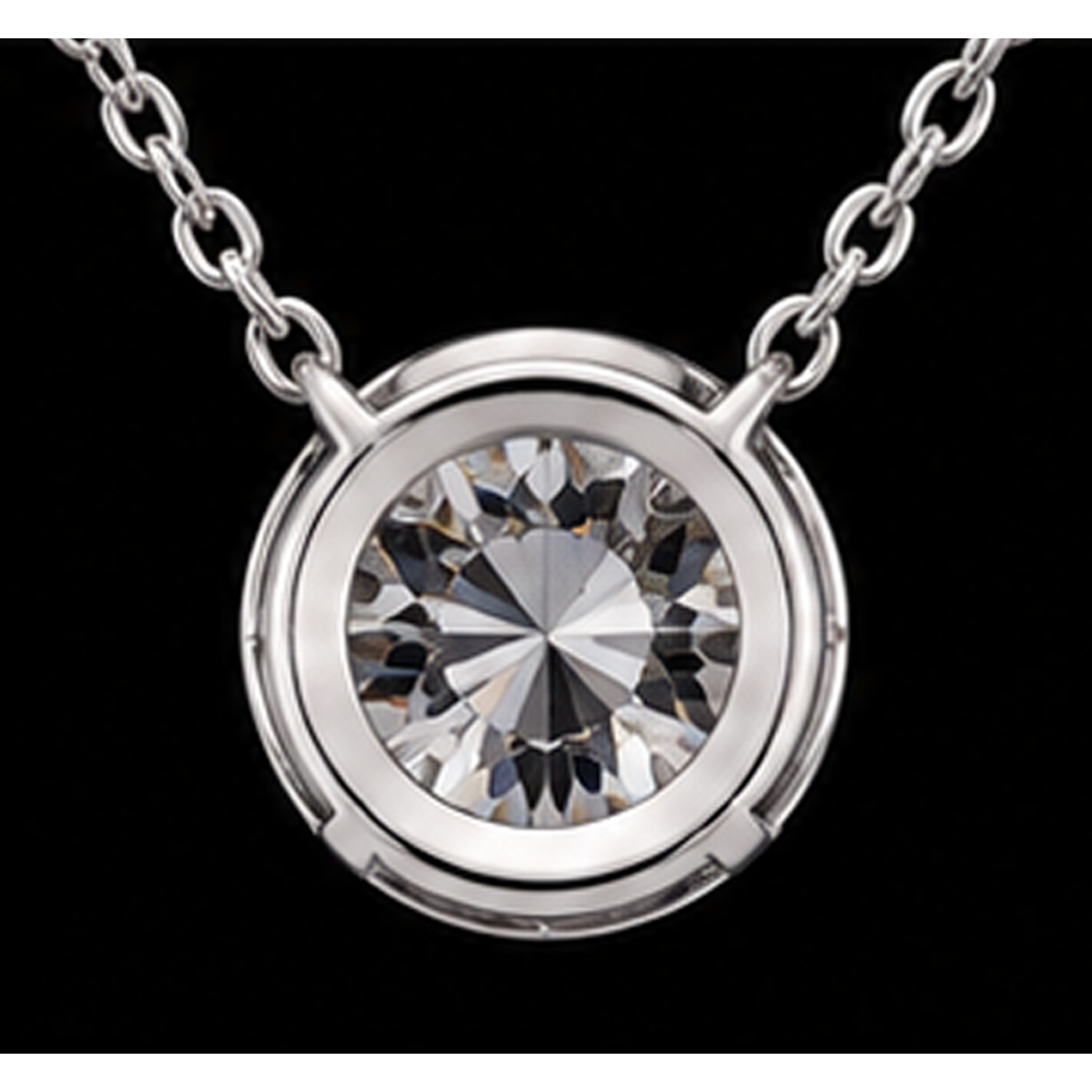 1 Carat Round Shape Lab Grown Diamond Pendant 14K White Gold