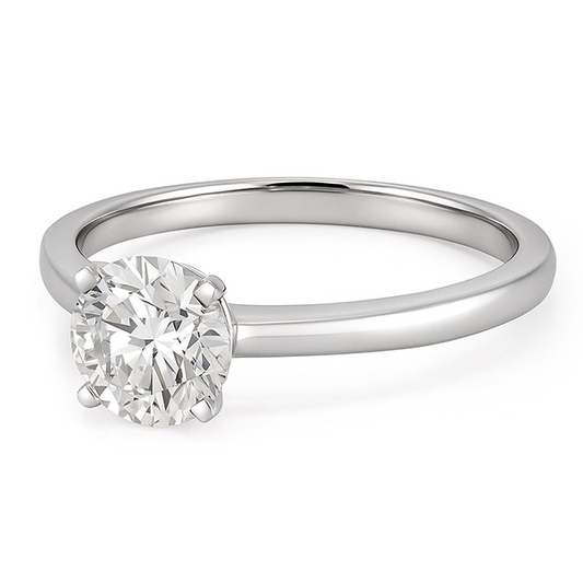 1 Carat Solitaire Round Cut Natural Earth Mined Diamond Wedding Ring White Gold 14K