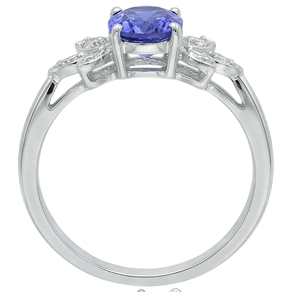 2.05 Carats Tanzanite And Natural Earth Mined DIAMOND ( NOT LAB GROWN ) Ring White Gold 14K