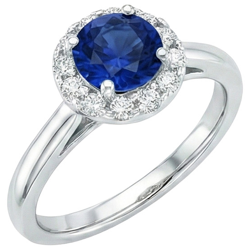 natural round sapphire 2.10ct ring front view