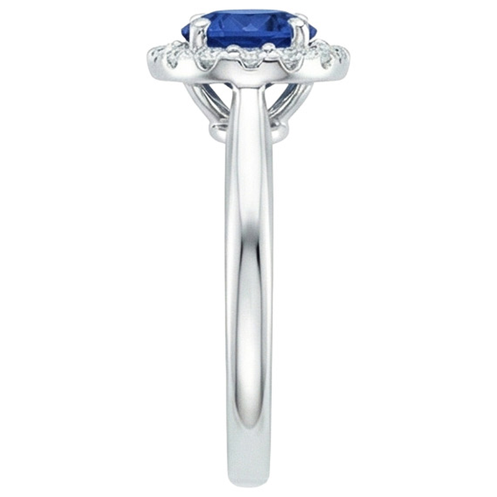 natural round sapphire 2.10ct ring top view