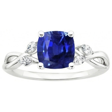 2.10 Carats Ceylon Sapphire And Natural Earth Mined DIAMOND ( NOT LAB GROWN )s Ring 14K White Gold