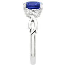 2.10 Carats Ceylon Sapphire And Natural Earth Mined DIAMOND ( NOT LAB GROWN )s Ring 14K White Gold