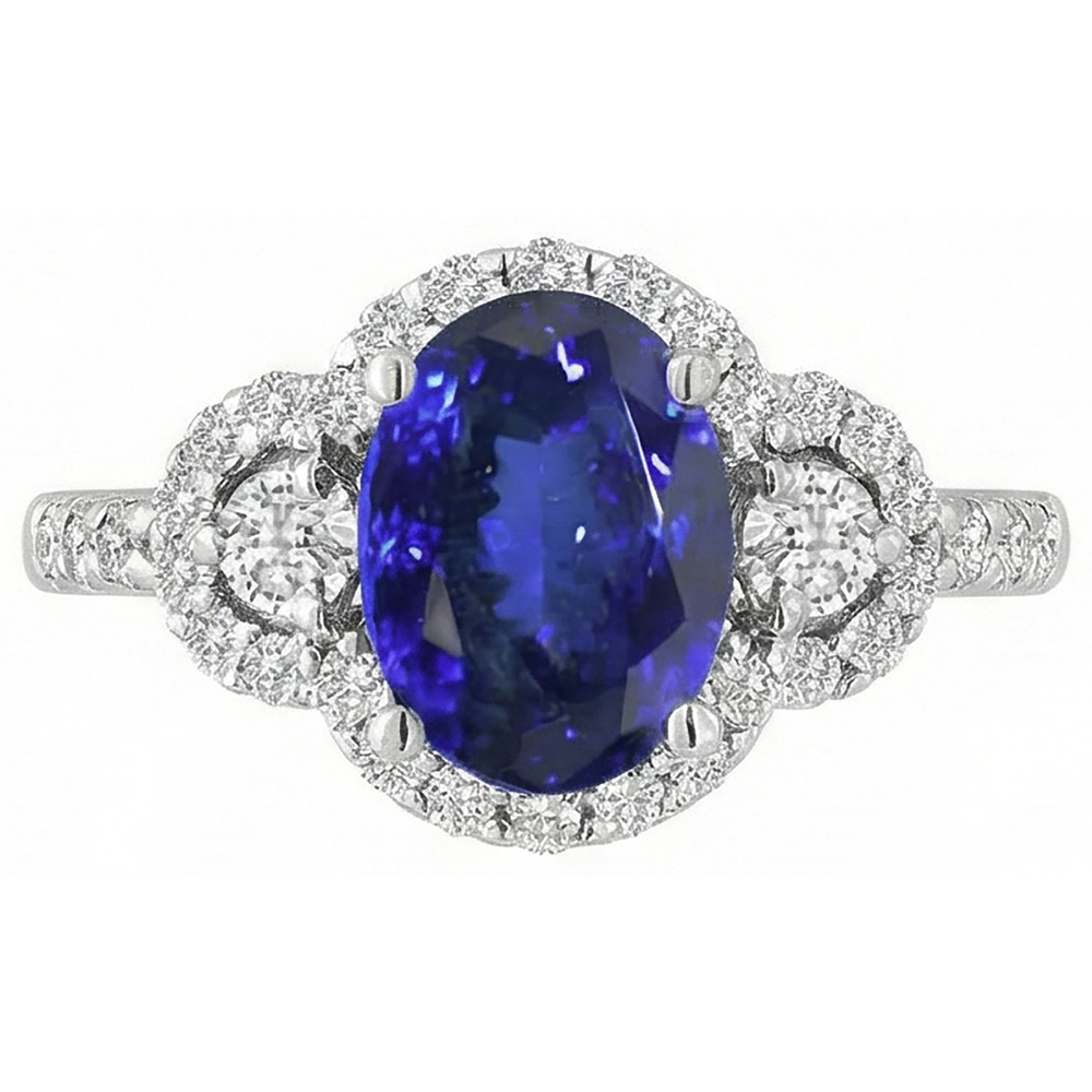 natural round tanzanite 2.10ct ring side angle
