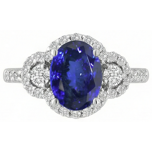 natural round tanzanite 2.10ct ring side angle