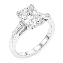 2.11 Carat Radiant & Baguette Real Natural Earth Mined DIAMOND ( NOT LAB GROWN )s Three Stone Engagement Ring