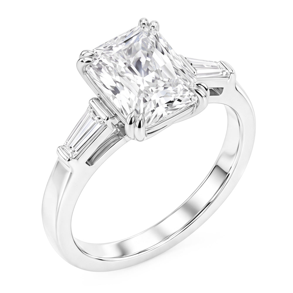 2.11 Carat Radiant & Baguette Real Natural Earth Mined DIAMOND ( NOT LAB GROWN )s Three Stone Engagement Ring
