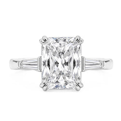 2.11 Carat Radiant & Baguette Real Natural Earth Mined DIAMOND ( NOT LAB GROWN )s Three Stone Engagement Ring