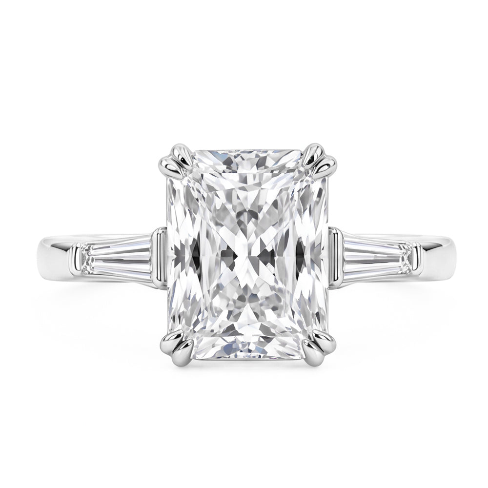 2.11 Carat Radiant & Baguette Real Natural Earth Mined DIAMOND ( NOT LAB GROWN )s Three Stone Engagement Ring