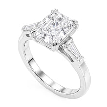2.11 Carat Radiant & Baguette Real Natural Earth Mined DIAMOND ( NOT LAB GROWN )s Three Stone Engagement Ring