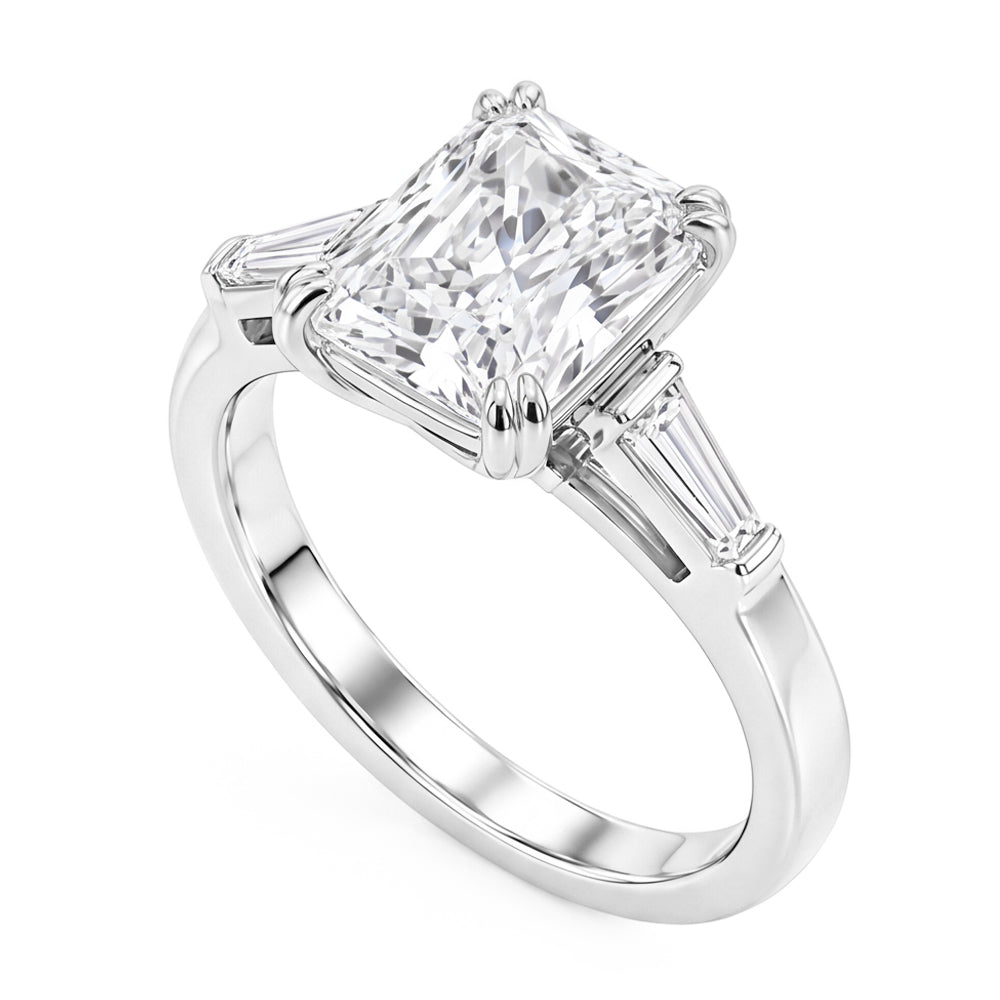 2.11 Carat Radiant & Baguette Real Natural Earth Mined DIAMOND ( NOT LAB GROWN )s Three Stone Engagement Ring