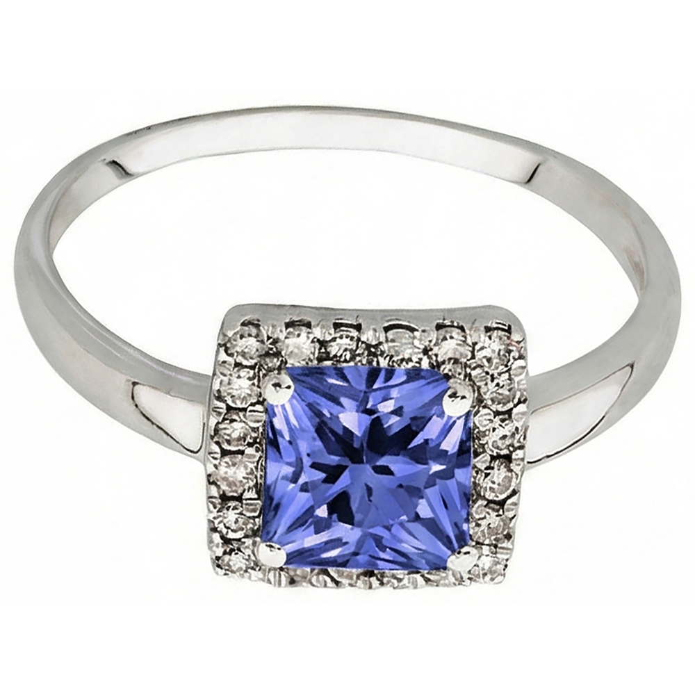 2.15 Carats Prong Set Tanzanite & Natural Earth Mined Diamond Wedding Ring White Gold 14K