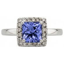 2.15 Carats Prong Set Tanzanite & Natural Earth Mined Diamond Wedding Ring White Gold 14K