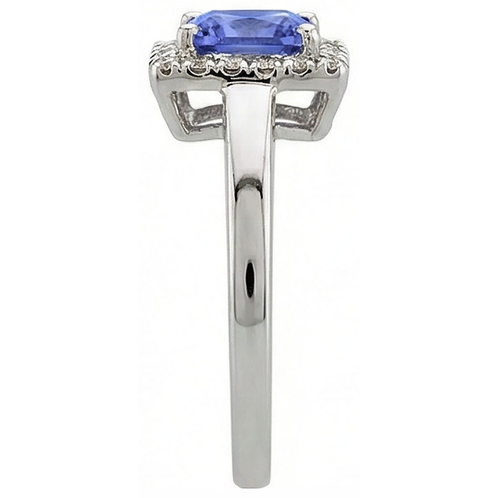 2.15 Carats Prong Set Tanzanite & Natural Earth Mined Diamond Wedding Ring White Gold 14K