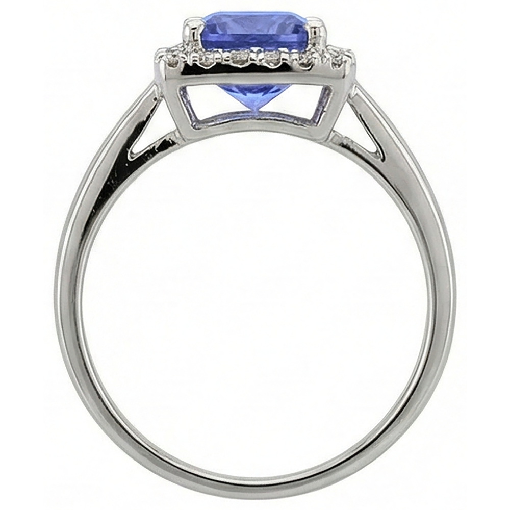 2.15 Carats Prong Set Tanzanite & Natural Earth Mined Diamond Wedding Ring White Gold 14K