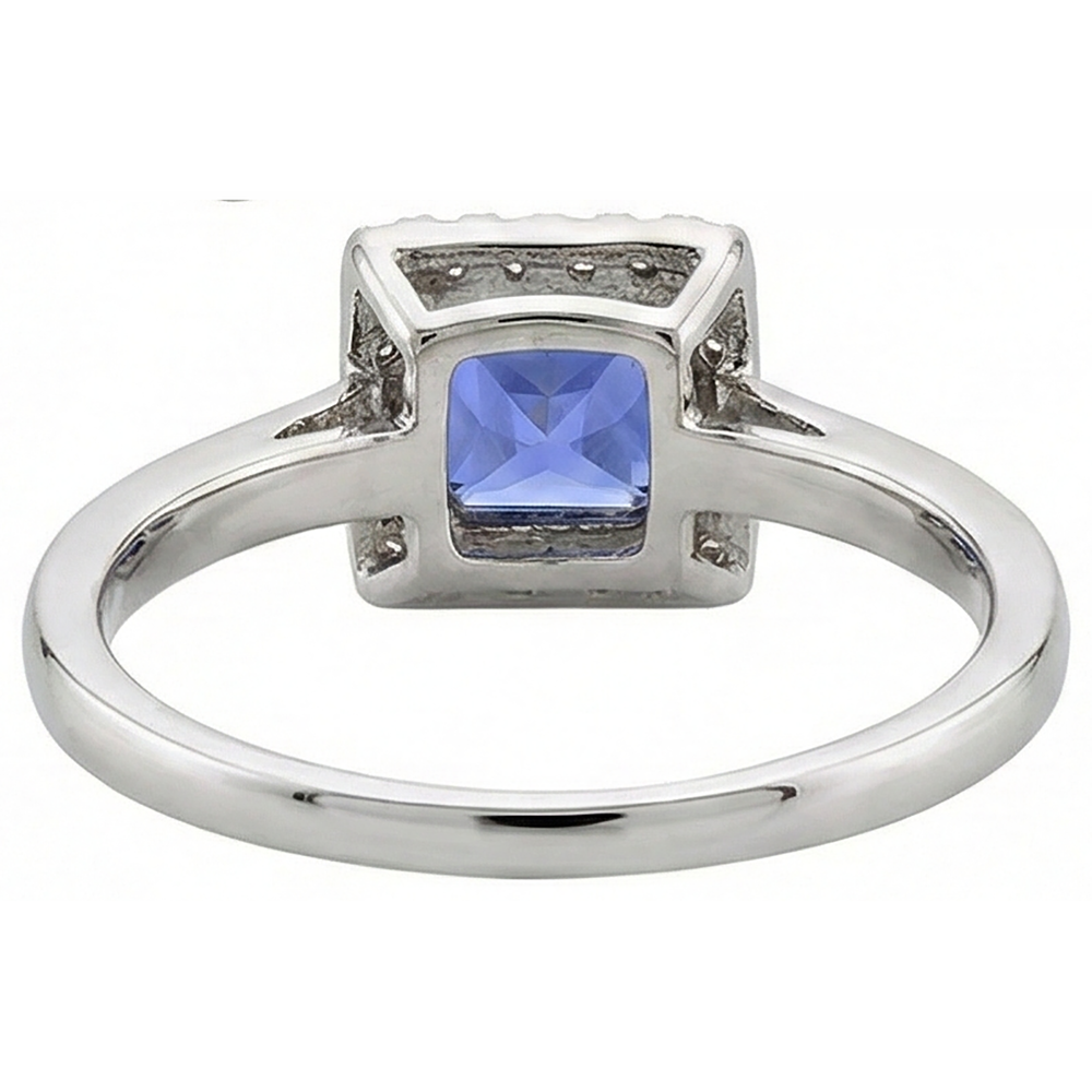 2.15 Carats Prong Set Tanzanite & Natural Earth Mined Diamond Wedding Ring White Gold 14K