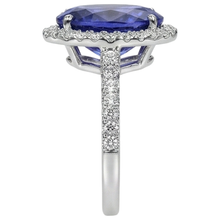 2.15 Ct Oval Cut Blue Tanzanite With Natural Earth Mined Diamond Ring Gold Fine Jewellery
