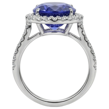 2.15 Ct Oval Cut Blue Tanzanite With Natural Earth Mined Diamond Ring Gold Fine Jewellery