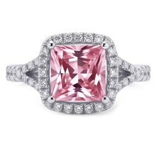 2.15 Ct. Pink Sapphire Princess Halo WG Gemstone Ring