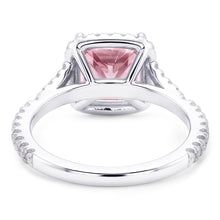 2.15 Ct. Pink Sapphire Princess Halo WG Gemstone Ring