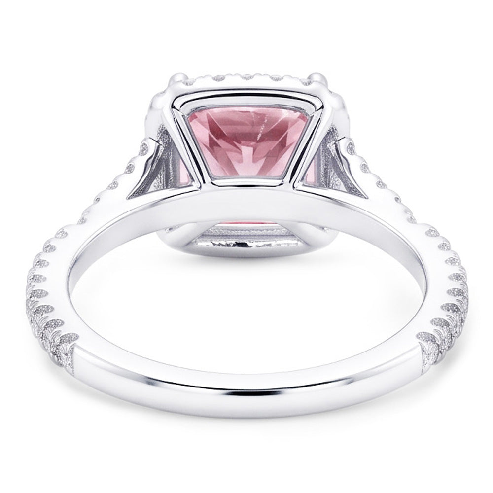 2.15 Ct. Pink Sapphire Princess Halo WG Gemstone Ring