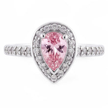 2.20 Carats Pear Pink Sapphire Round Natural Earth Mined Diamond Engagement Ring
