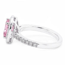 2.20 Carats Pear Pink Sapphire Round Natural Earth Mined Diamond Engagement Ring
