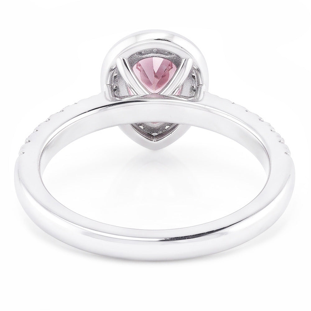 2.20 Carats Pear Pink Sapphire Round Natural Earth Mined Diamond Engagement Ring