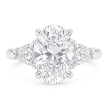 2.20 Ct. Oval Trillion Real Natural Earth Mined Diamonds Ring White Gold Jewellery Three Stone
