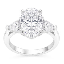 2.20 Ct. Oval Trillion Real Natural Earth Mined Diamonds Ring White Gold Jewellery Three Stone