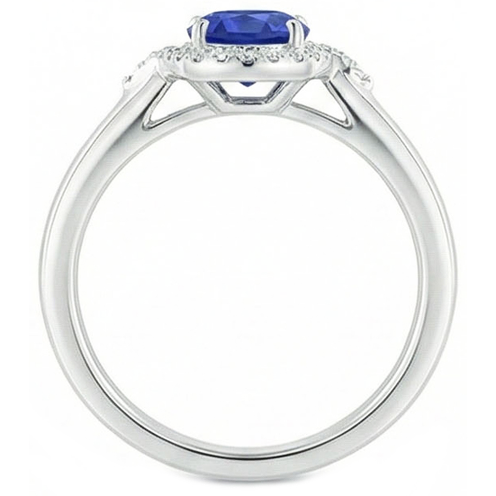 2.25 Carats Ceylon Sapphire And Natural Earth Mined DIAMOND ( NOT LAB GROWN ) Promise Ring White Gold 14K