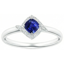 2.25 Carats Ceylon Sapphire And Natural Earth Mined DIAMOND ( NOT LAB GROWN ) Promise Ring White Gold 14K