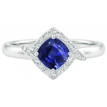 2.25 Carats Ceylon Sapphire And Natural Earth Mined DIAMOND ( NOT LAB GROWN ) Promise Ring White Gold 14K