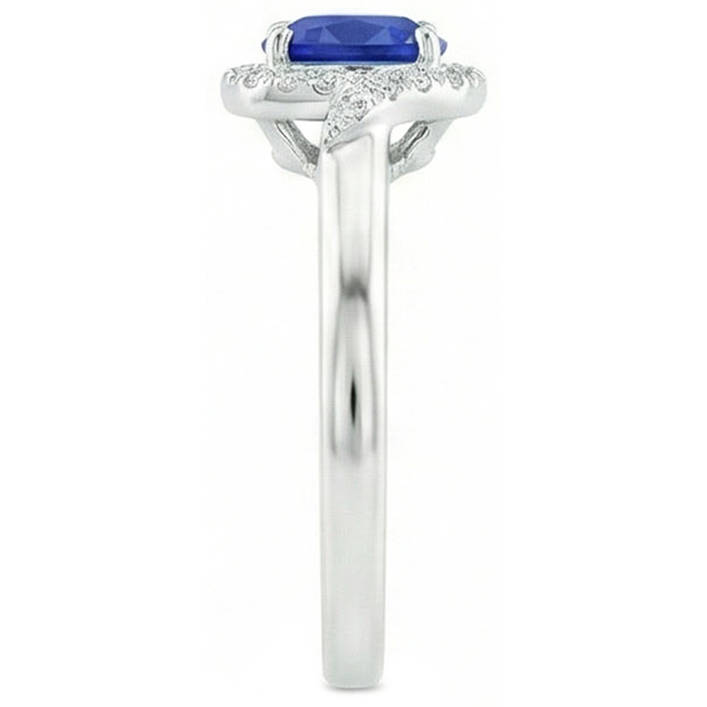 2.25 Carats Ceylon Sapphire And Natural Earth Mined DIAMOND ( NOT LAB GROWN ) Promise Ring White Gold 14K